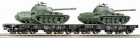 37585 Roco Set of 2 Heavy duty flat cars with T55 tanks